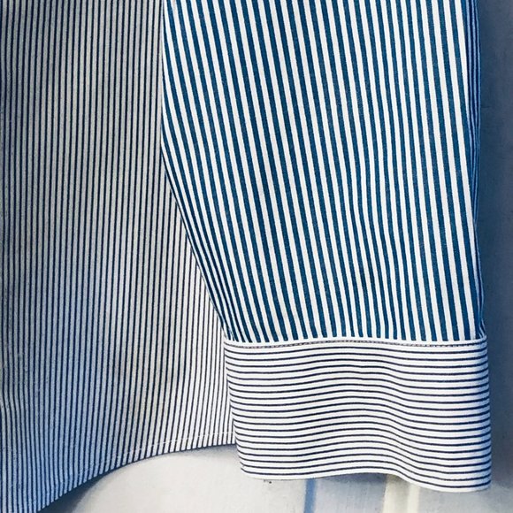 NEW Chico's No-Iron Womens Sz 3 (XL) Blouse Shirt Long Sleeve Blue/White Striped - Picture 4 of 10